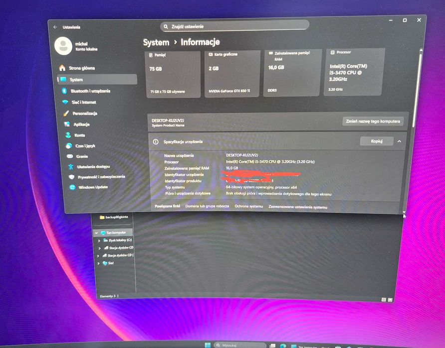 Sprzedam komputer stacjonarny i5 3.2GHz, 16GB RAM, GeForce 650Ti 2GB - bez hdd/ssd