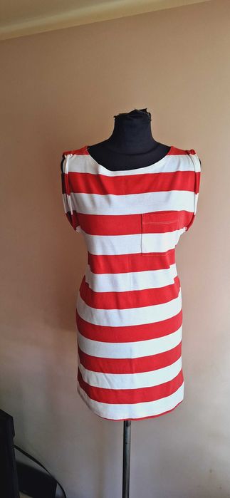 H&M sukienka tunika w pasy z kieszonką