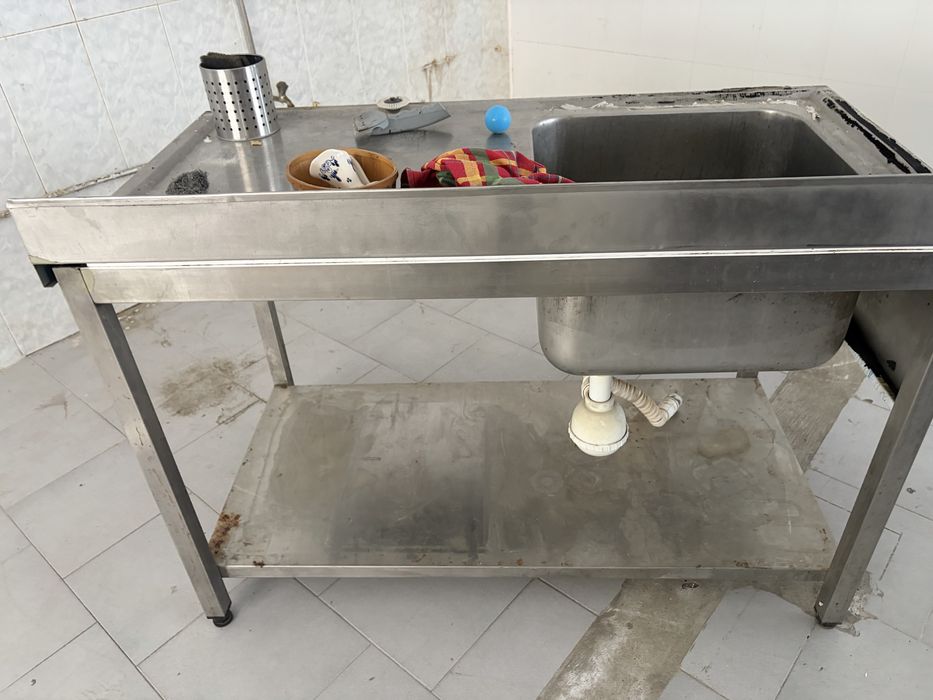 Lavatório cozinha restauração em inox L130xP70xA85