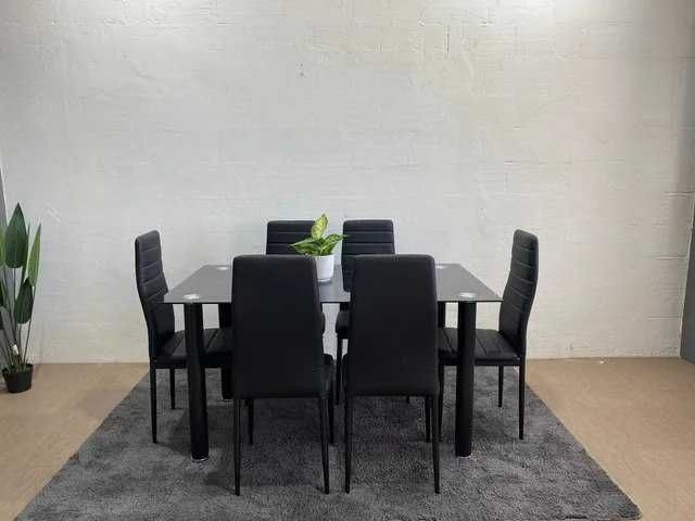 Mesa preta nova com 6 cadeiras - envio gratis