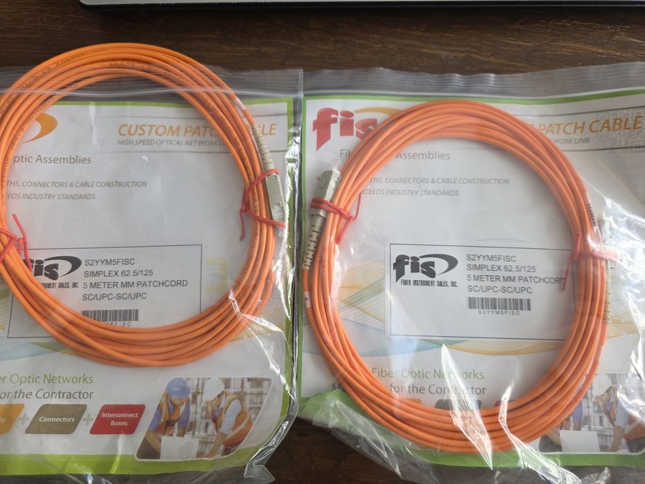 2 kable simplex 62.5/125 sc/upc-sc/upc Patchcord 5 metrów