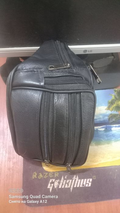 Мужская кожаная сумка на пояс