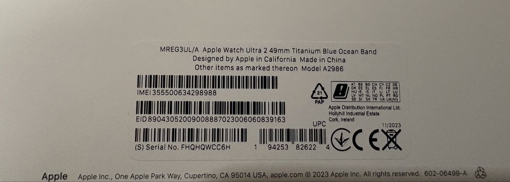 Apple Watch Ultra 2 49mm Titanium Blue Ocean Band
