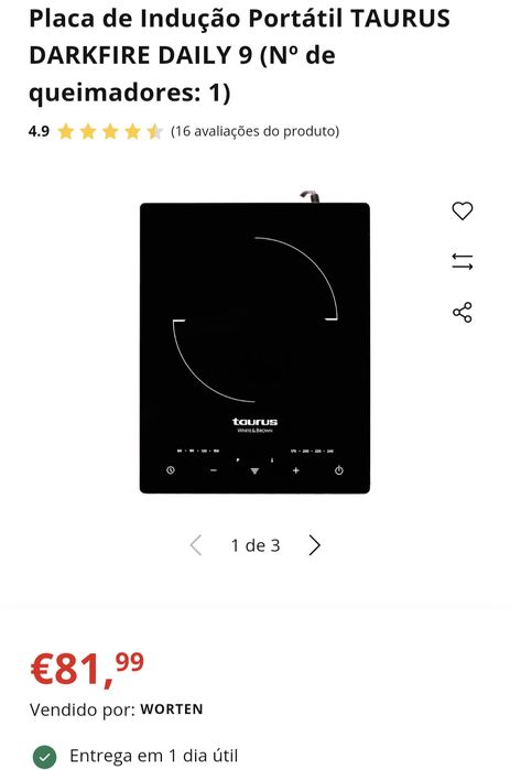 Placa de Indução Portátil TAURUS DARKFIRE DAILY 9