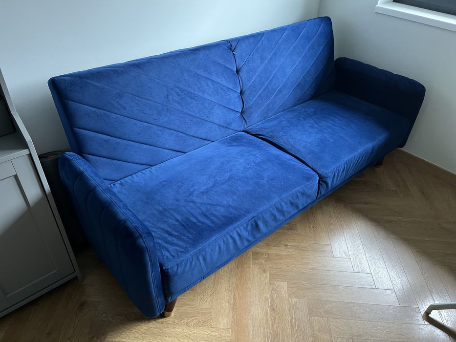 Kanapa Sofa rozkładana welur grantowa 200 x 110 cm / b. Dobry stan