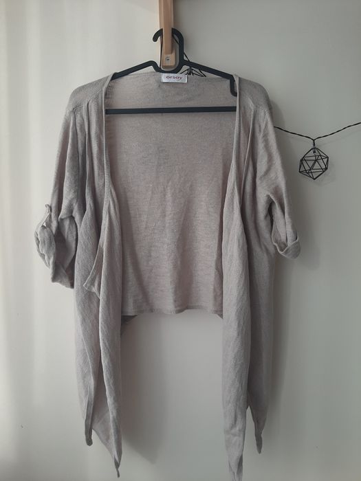 beżowy swetr/kardigan S