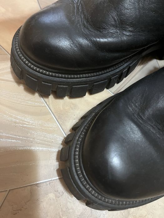 Кожаные зимние челси