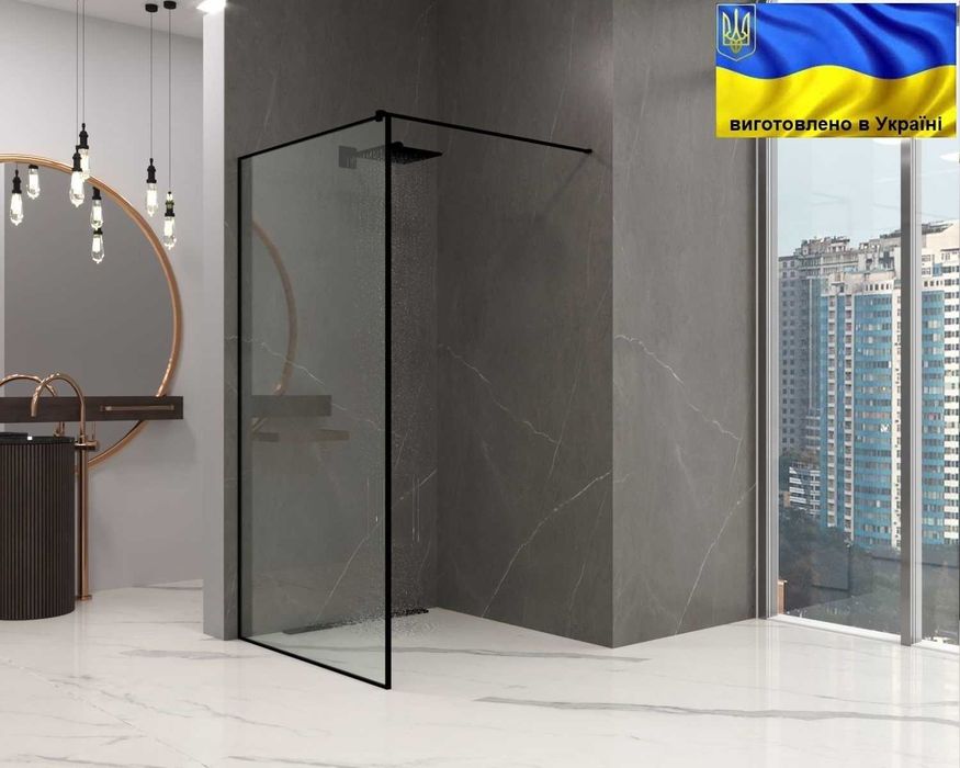 Душова розсувна, стаціонарна, розпашна зі скла. Скляні двері в душ.