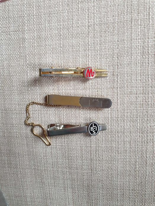 3x Spinka do krawata, Prince, Marabou, inna srebrna, złota