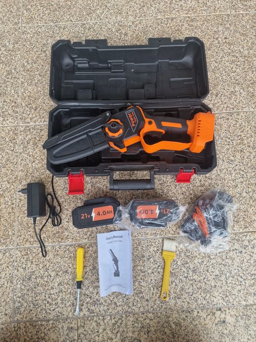 kit completo de mini motosserra  de 6 polegadas 2 baterias