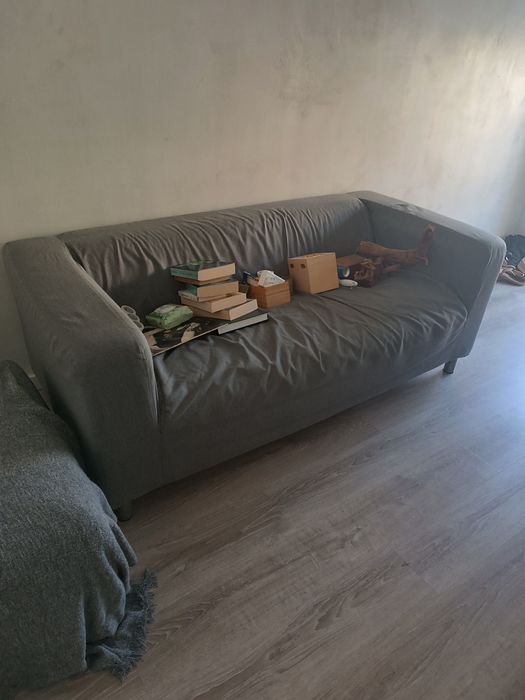 Sofá e pufes  quadrado semi novo IKEA