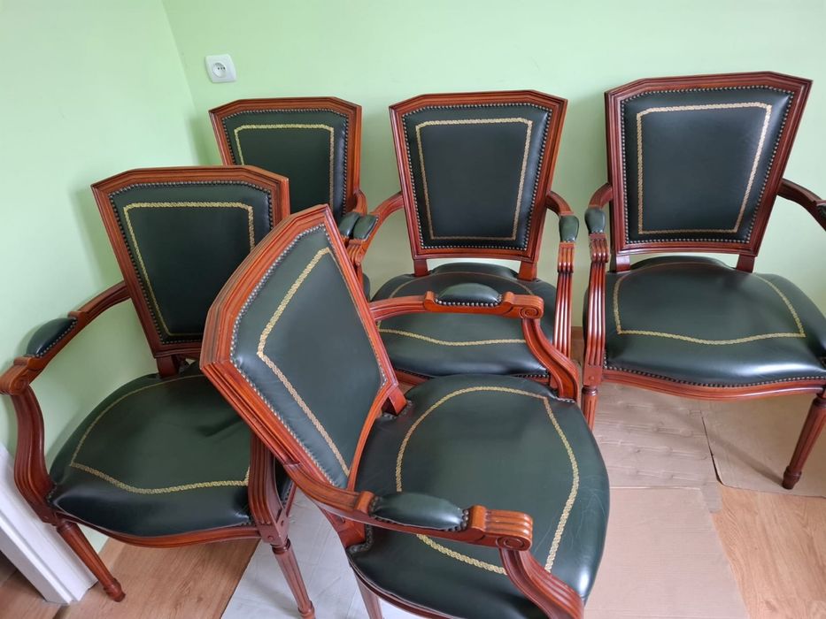 Komplet Mebli Gabinetowych | Lite Drewno & Skóra Naturalna