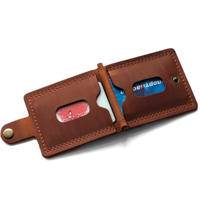 Затискач для грошей із натуральної шкіри Klod коньячний