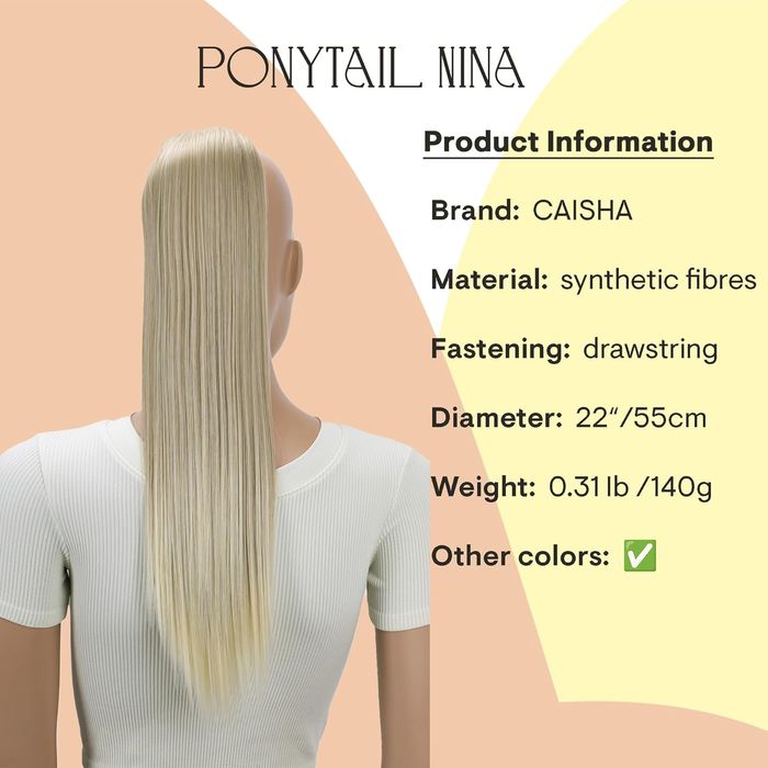 Długa Jasnoblond Doczepiana Kitka Syntetyczna