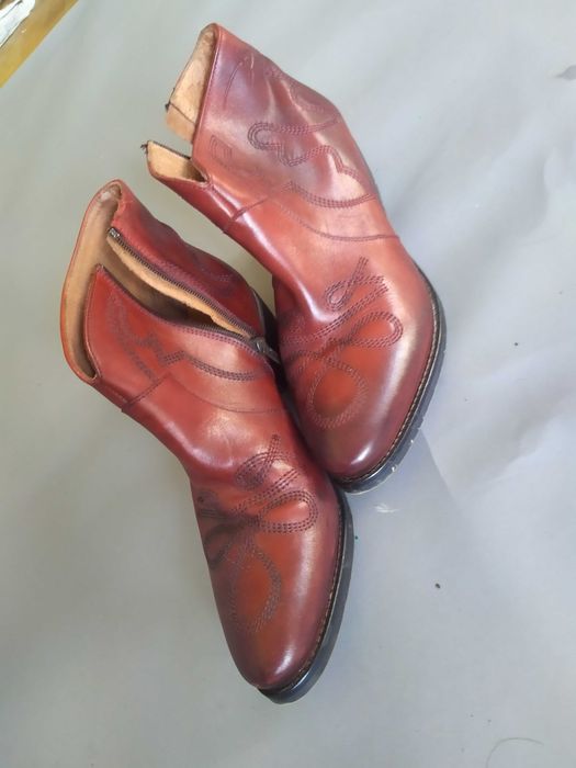 Pastelle Patricia Elbaz – czerwone kowbojki skóra vintage, rozmiar 38