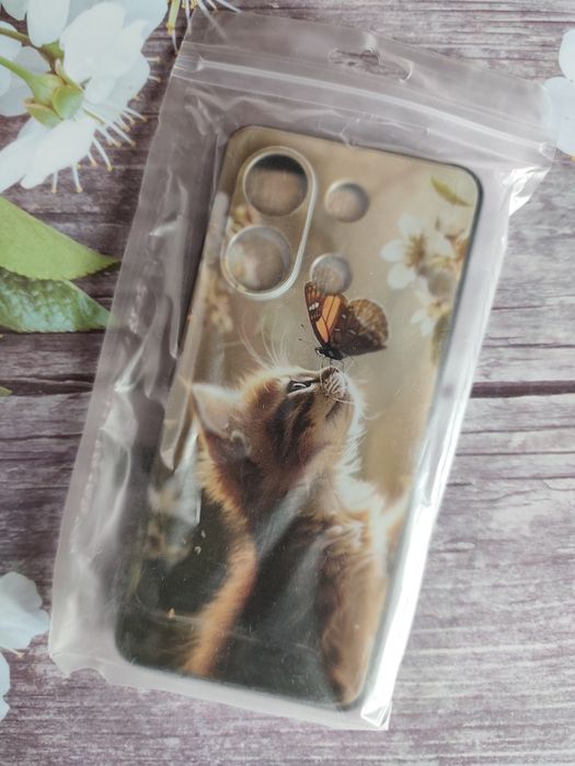 Etui Xiaomi redmi note 13 4G / Motyw kota z motylkiem