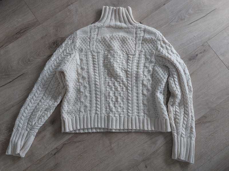 ZARA sweter w warkoczowy splot roz. M wełna!