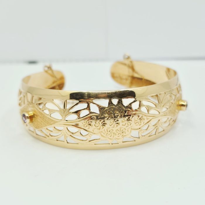 Złota bransoletka 14K (próba 583) z ametystami – 20,22 g
