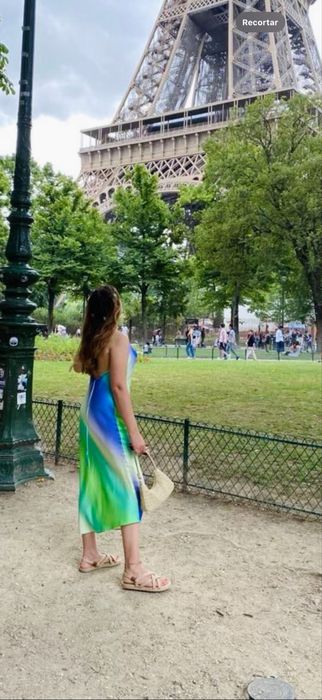Vestido verde e azul zara