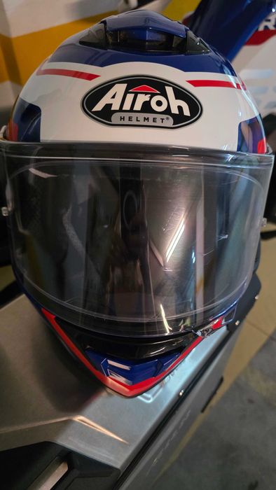 Capacete AIROH ST501 Azul, Branco e Vermelho T.S