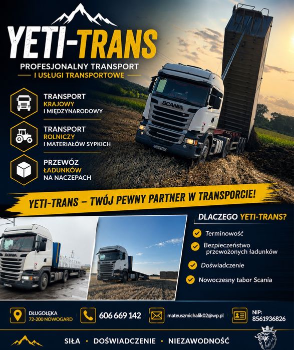 Usługa transportowa platforma , naczepą wywrotką 42m3 , czteroośka