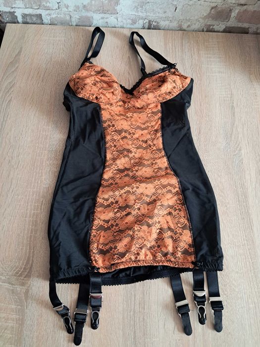 Angielski gorset halka modelująca do pończoch retro vintage nylony  S