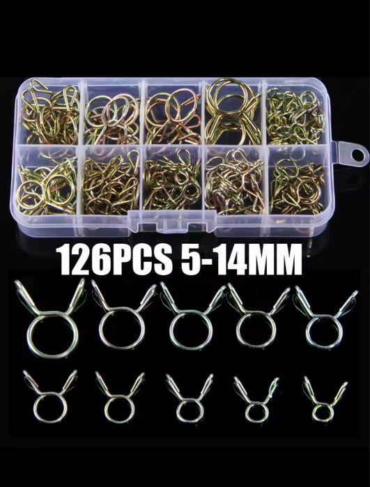 Набор пружинных зажимов для шланга 126 шт 10 размеров