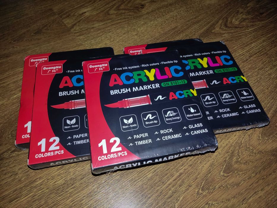 Маркери акрилові GuangNa 12 кольорів, Нові. Оригінал. Набір маркерів.