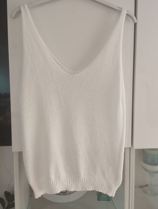 Nowy włoski top kolor biały materiał uciążliwy wiskoza
