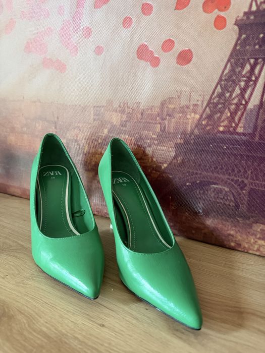 Szpilki Zara zielone eleganckie | nowe | efektowne