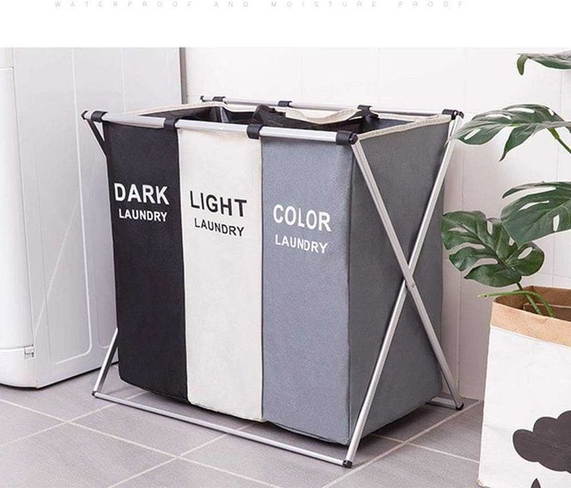 Nowy kosz na pranie / 3 komory /  składany / pojemnik / 1351 WYPRZEDAŻ