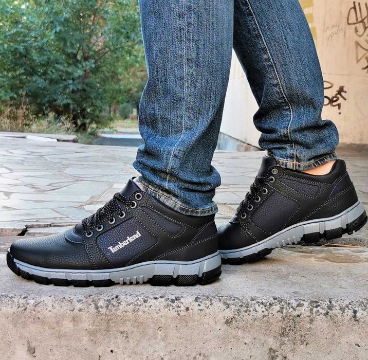 Зимние мужские ботинки кроссовки на Меху Timberland чёрные зима