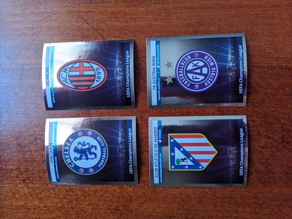 Наклейки Panini UEFA Champions League емблеми клубів AC Milan Chelsea