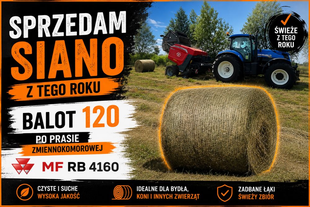 SPRZEDAM SIANO Z Tego Roku& Baloty 120