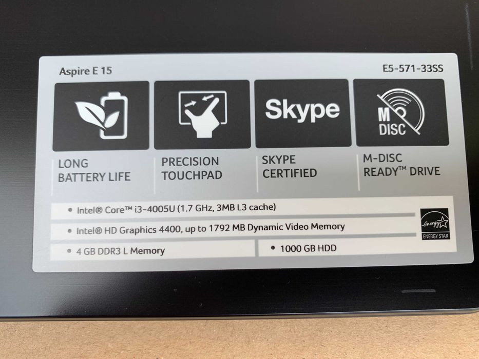 laptop 15,6" ACER E5-571-33SS