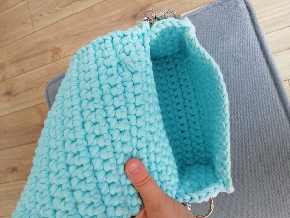 Torebka miętowa ze sznurka handmade