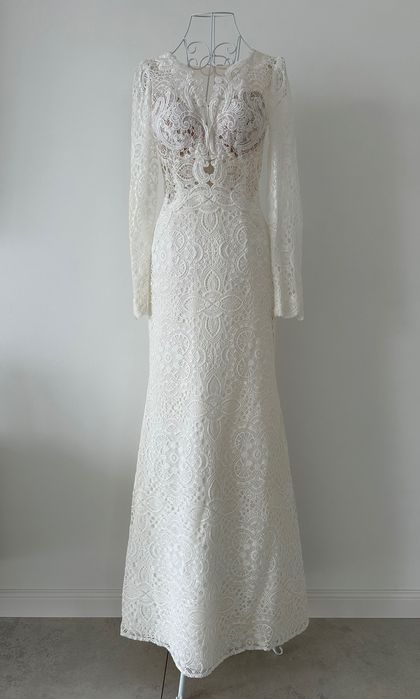 Koronkowa suknia ślubna syrenka ecru jak nowa!