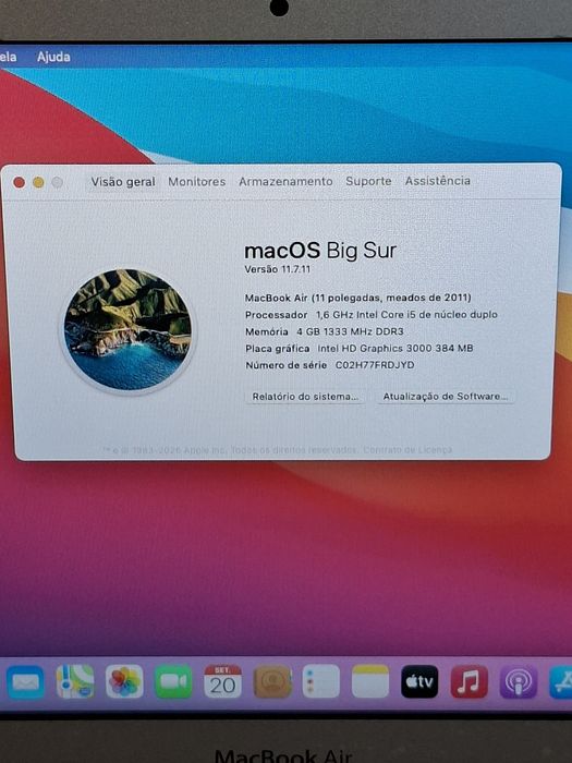 MacBook Air Ecrã Retina, Processador Intel Core i5 de núcleo duplo a 1,6 GHz | Disco SSD PCie de Alta Velocidade | MacOS Big Sur | Impecável