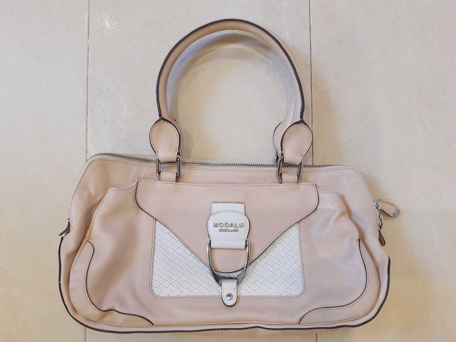 Torebka skórzana Modalu pudrowy róż