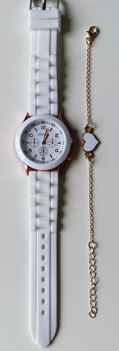 Zegarek biały plus bransoletka Nowy