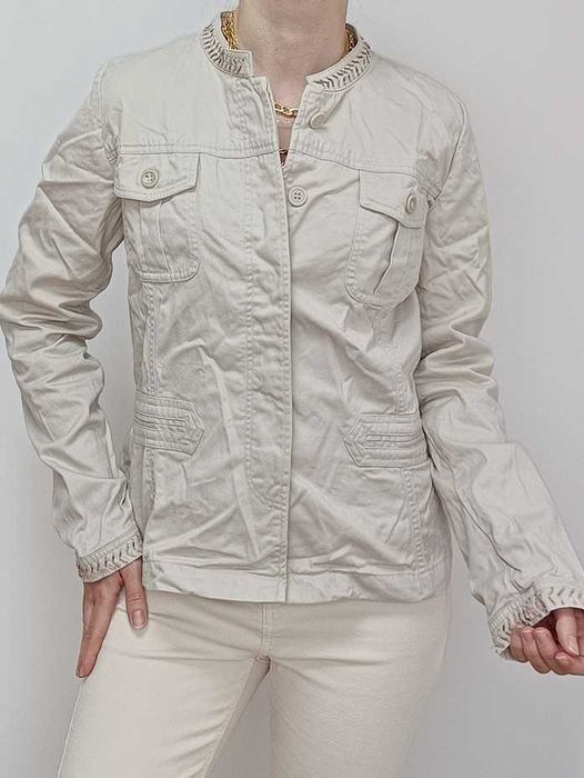 Kurtka bawełniana damska kremowa beżowa z kryształkami 38 m