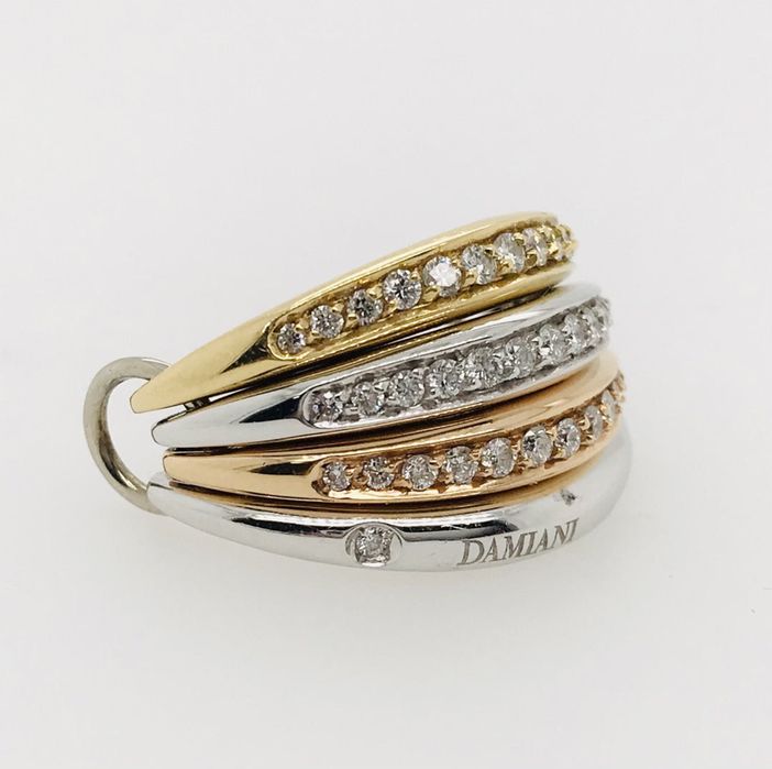 Золота каблучка Damiani Gaia (трьохколірна, 585 проба)
