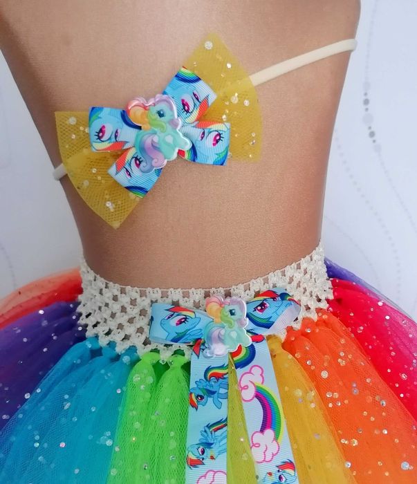 Spódniczka tutu błyszcząca tiul Pony tęczowa kolorowa Rainbowdash