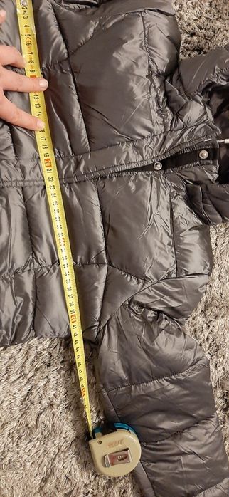 140/146 NOWA szara kurtka zimowa szary płaszcz zimowy długi 5.10.15