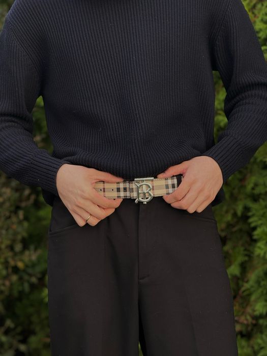 Ремень Burberry бежевый мужской ремінь Барбери шкіряний чорний пасок