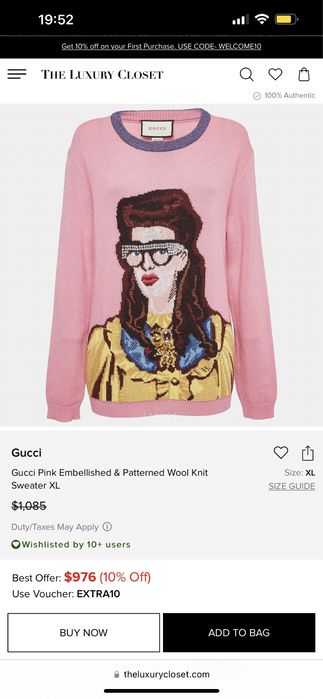 Светр Gucci Pink Embellished & Patterned Wool Knit