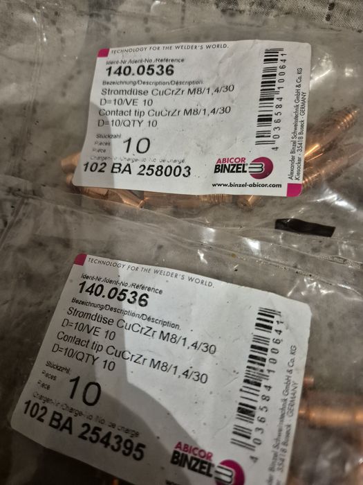 Oryginalne końcówki prądowe Binzel CuCrZr M8 1,4 / 30 mm | 51 sztuk