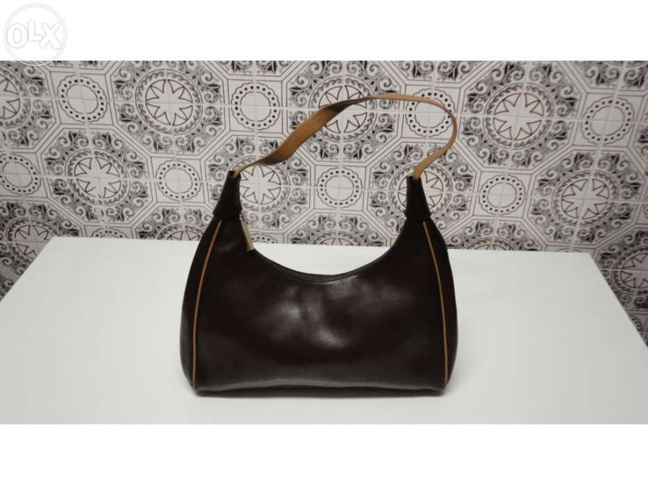 Mala de senhora em pele Montini castanho e creme