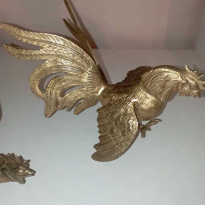 Figurki Mosiężne koguty walczące wysokość 15cm