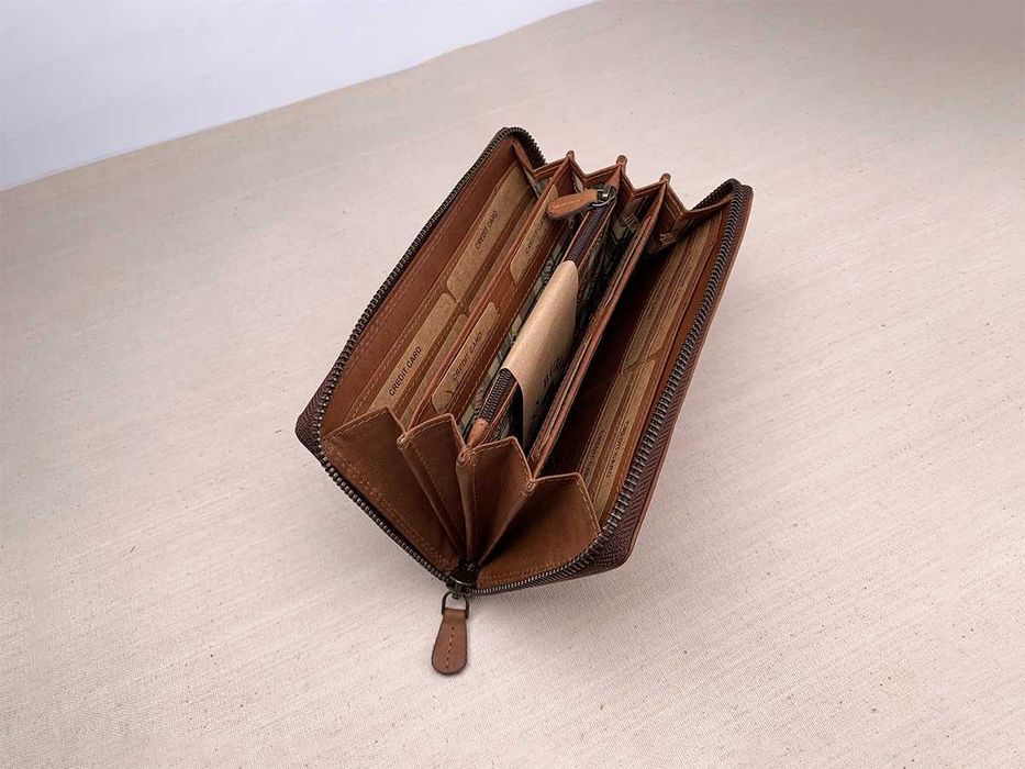 Кошелек кожаный на молнии Hill Burry 2080 Германия, портмоне шкіряне